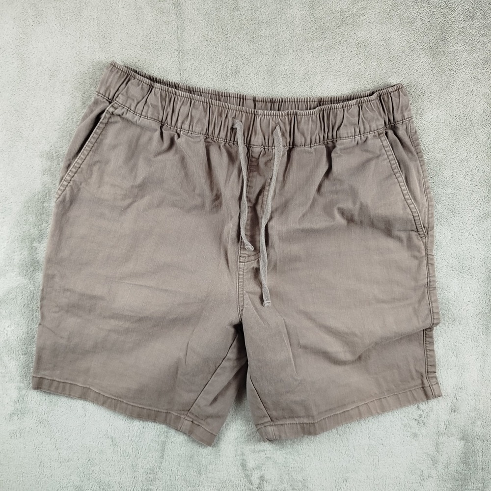 Katin Flat Front Light Brown Shorts Mens Large 7"In Drawstring Elastic Waist